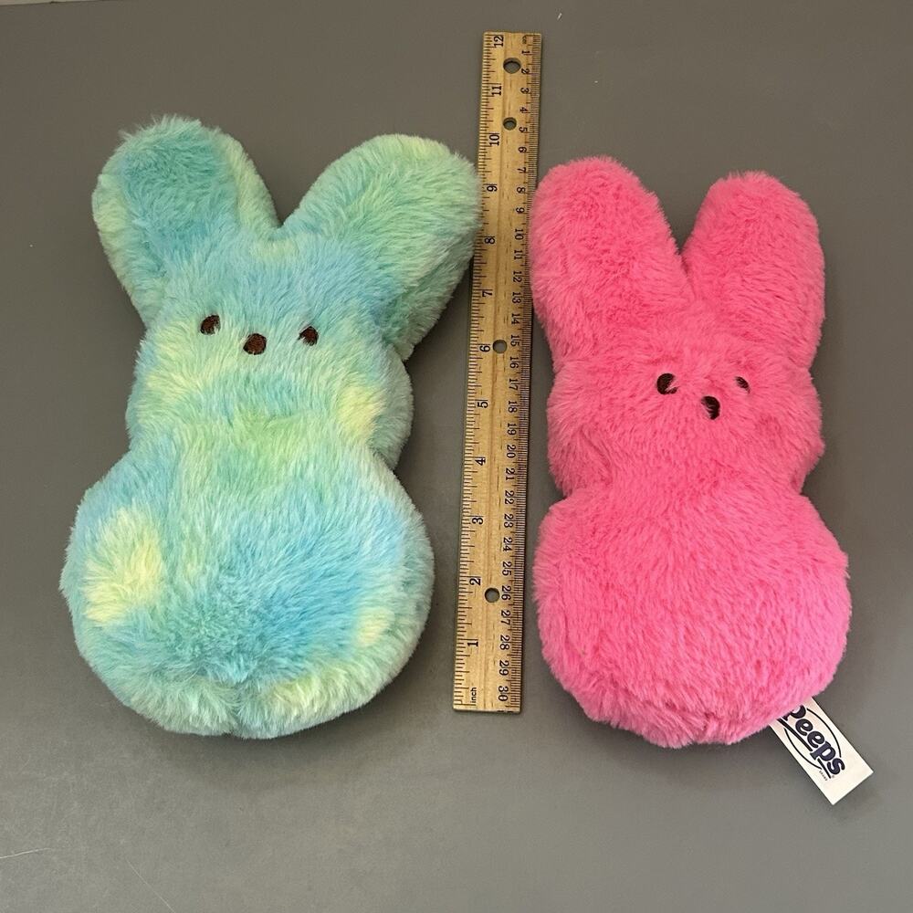 Peeps Pink and Multicolor Fuzzy Bunny Rabbit 8 Inch Plush Dan Dee Lot of 2 - Picture 12 of 12